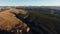 Drone panoramic shot of deep cleft in Mesa Verde National Park and native american Sun Temple ruins Colorado