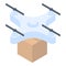 Drone parcel delivery icon, isometric style