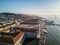 Drone photo - Alfama District and the Comercio Square of Lisbon, Portugal