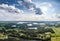 Drone photo - beautiful landscape panorama on sunnny summer day lakes, forests and blue sky