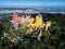 Drone photo - Castle of the Moors and Sintra National Palace. Sintra, Portugal