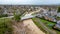 Drone photo over Marsh Creek in Brentwood, California after a atmospheric river storm