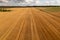 Drone photography of agriculture fields and square hale bales