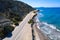 Drone photography. Asphalt road along the coast of the Greek island of Rhodes