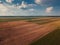 Drone photography of cultivated fields in summer