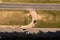 Drone photography of a highway and construction being done on it in a city