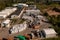 Drone photography of recycling place and storage of recycled material of plastic and metal