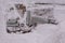 Drone photography of wind turbine parts in the middle of rural field