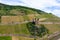 Drone photograpy, Ehrenfels castle ruins above the Rhine gorge.