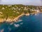 Drone picture over the Costa Brava coastal, near small village Calella de Palafrugell of Spain
