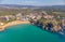 Drone picture over the Costa Brava coastal, small village La Fosca of Spain