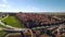 Drone point of view Avila cityscape. Spain