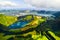 Drone point of view beautiful nature of Azores Island
