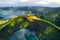 Drone point of view beautiful nature of Azores Island