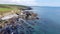 Drone point of view. The coast of the island of Ireland. A rocky reef in the Celtic Sea. Beautiful coastline of northern Europe.