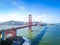 Drone point of view of Golden Gate Bridge