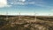 Drone point of view moving turbines of windmills. Spain