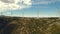 Drone point of view moving turbines of windmills. Spain