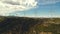 Drone point of view moving turbines of windmills. Spain