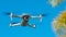 Drone. Professional drone with 5K camera for take a video, photo, film, movie footage. Aerial photography. Quadcopter or Quadrotor