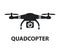Drone quadcopter camera black icon isolated graphic design illustration