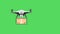 Drone Quadcopter on green screen, delivery Drone Flying with the background in Green Screen