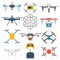 Drone quadcopter vector set.