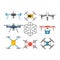 Drone quadcopter vector set.