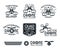 Drone or quadrocopter set of vector badges