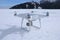 Drone ready to take off at ski piste