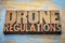 Drone regulations word abstract in wood type