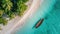 A drone\\\'s view captures a Caribbean paradise, turquoise waters, and palm-fringed serenity, Ai Generated