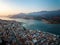 Drone\\\'s view of a coastal city Argostoli, the capital of Kefalonia island