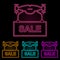 Drone for sale color neon set. Simple thin line, outline vector of drones icons for ui and ux, website or mobile application