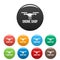 Drone shop icons set color