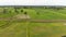 Drone shot aerial view scenic landscape of agriculture farm at countryside