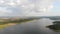 Drone shot aerial view scenic landscape of river at countryside nature mountain and forest