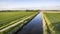 Drone shot of the Boterdiep canal in Kantens