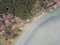 Drone shot of the Chapel of Our Lady of Victories and the Furnas` Lagoon