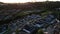 Drone shot of Devonport with the sea view at sunrise, cloudy sky background, Auckland, New Zealand