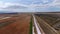 Drone shot of field of solar panels