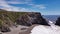 Drone shot of a huge rock on Goat Rock Beach in Jenner, California, USA