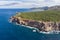 Drone shot of the lighthouse of punta des moscarter.