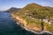 Drone shot over green Stanwell park beach on a sunny day