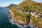 Drone shot over green Stanwell park beach on a sunny day