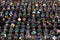 Drone shot over group of graduated students in the UMass graduation in Amherst MA, USA