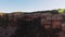 Drone shot of rimrock with Puebloan Cliff Palace dwelling in Mesa Verde National Park, Colorado