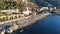 Drone shot of the rocky coast of the Bordighera, Italy