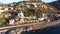 Drone shot of the rocky coast of the Bordighera, Italy