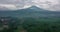 Drone shot of rural landscape in tropics of Indonesia